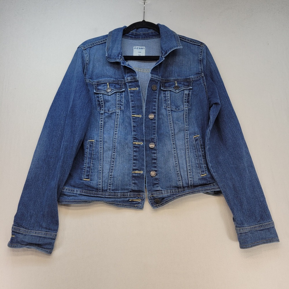 Old Navy Denim Jacket Womens Large Blue Classic Trucker Medium Wash